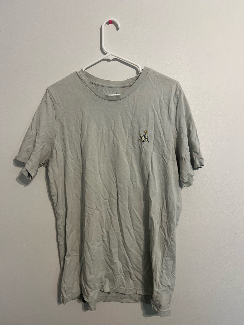 adidas T-Shirt Men's Size Large Small Logo Grey Short Sleeve
